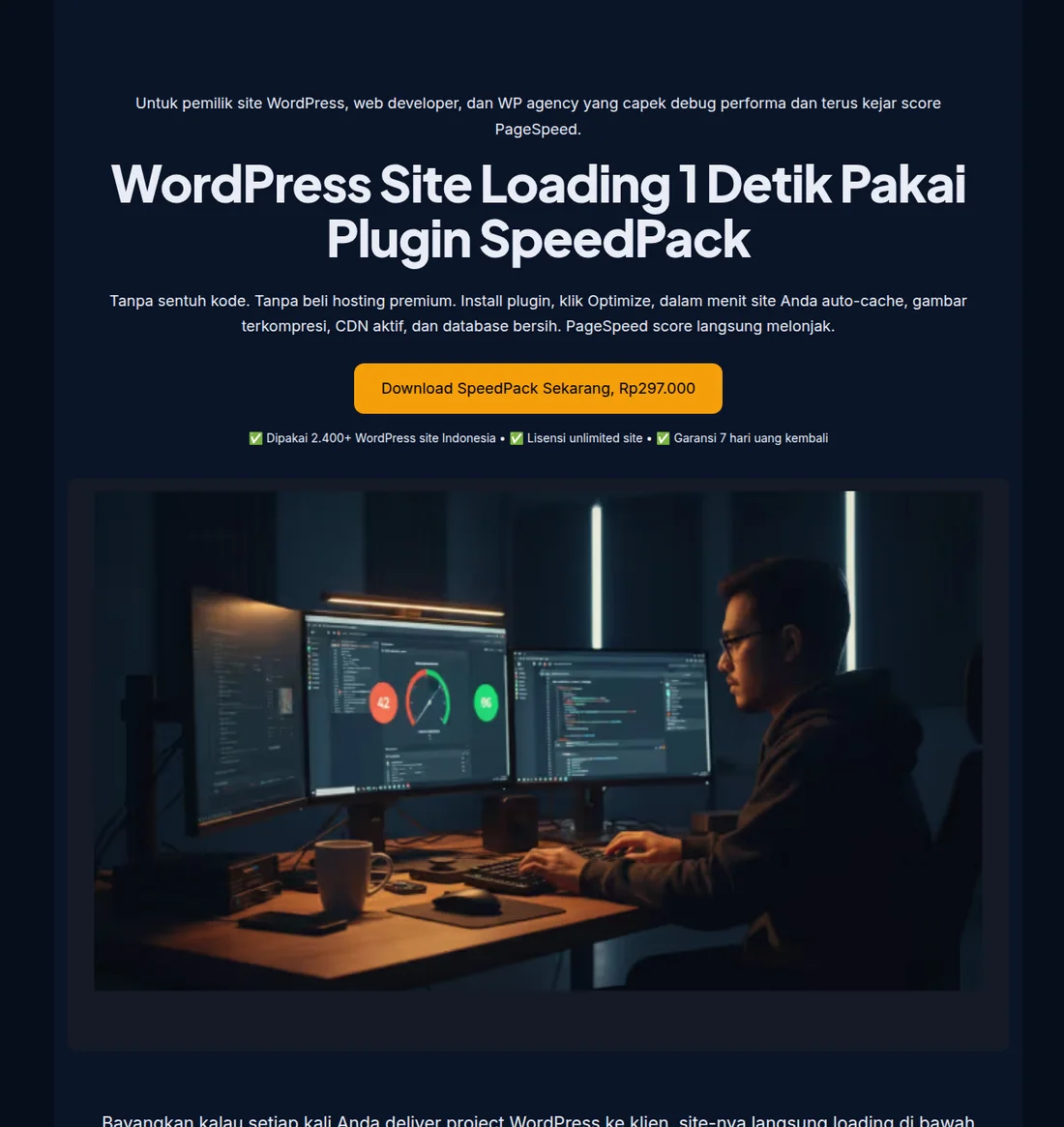 landing page yang sudah dipublish tampil di browser